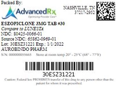 Eszopiclone 3mg Tab Qty 30 Ndc 80425 0066